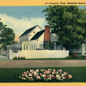 Linen Postcard, Rehoboth Beach, Delaware, Golf Country Club, ca 1940