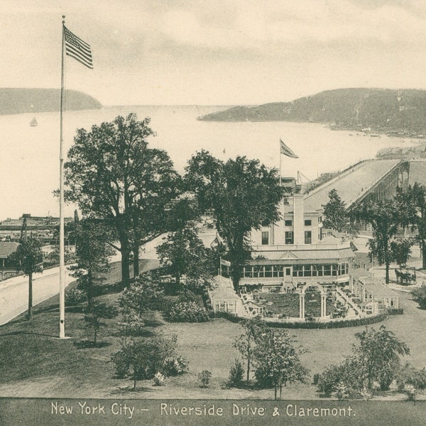 Linen Postcard, New York City, Riverside Church and Claremont, ca 1940