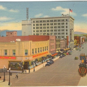 Linen Postcard, Albuquerque, New Mexico, Central Avenue and Fourth Street