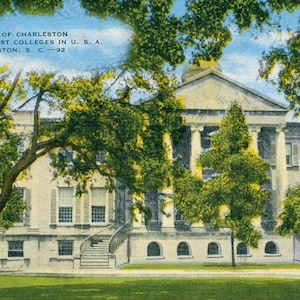 Linen Postcard, Charleston, South Carolina, College of Charleston, ca 1940