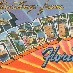 Digitale Postkarte, Grüße aus St. Petersburg, Florida, vom Fischen, Großbrief, ca 1950