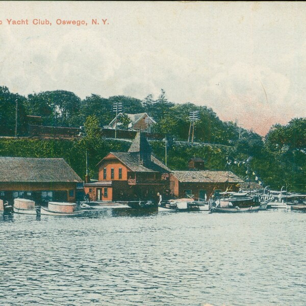 Vintage Postcard, Oswego, New York, Oswego Yacht Club, 1909