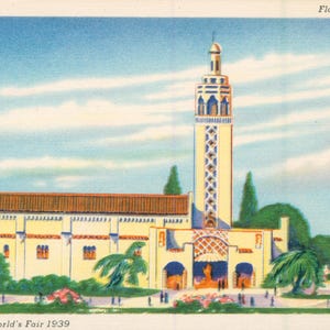 Linen Postcard, New York City, 1939 Worlds Fair, Florida Building