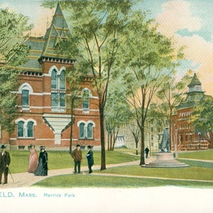 Vintage Postcard, Springfield, Massachusetts, Merrick Park, Tuck Postcard