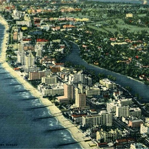 Linen Postcard, Miami Beach, Florida, Playground of the Americas