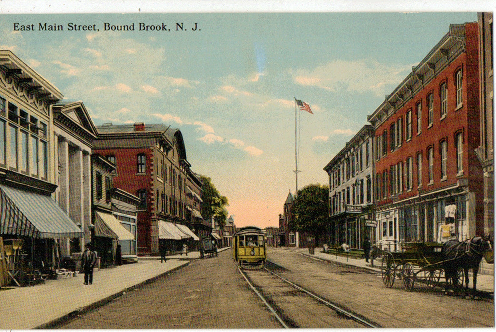 Vintage Postcard Bound Brook New Jersey East Main Street Etsy