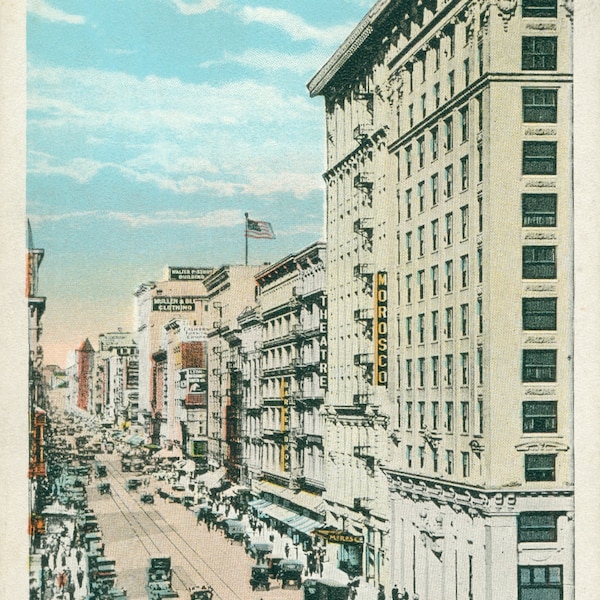 Vintage Postcard, Los Angeles, California, Broadway North from Eighth Street, ca 1920