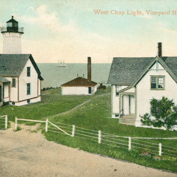 Vintage Postcard, Vineyard Haven, Massachusetts, Cape Cod, West Chop Lighthouse