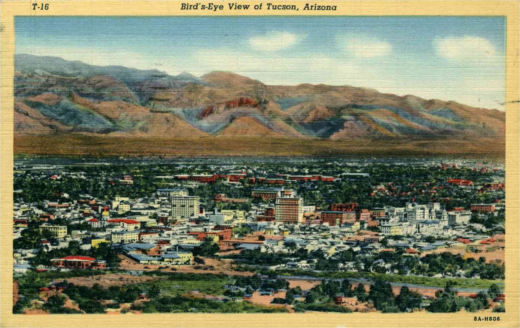 Paper & Party Supplies Paper Linen Postcard ca 1940 Birds Eye View of