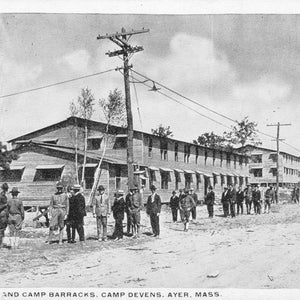 Vintage Postcard, Ayer, Massachusetts, Camp Devens, Drafted Men and Barracks