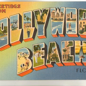 Digitale Datei Postkarte, Greetings from Hollywood Beach, Florida, Maxibrief