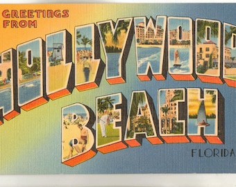 Digital File Postcard, Greetings from Hollywood Beach, Florida, Large Letter