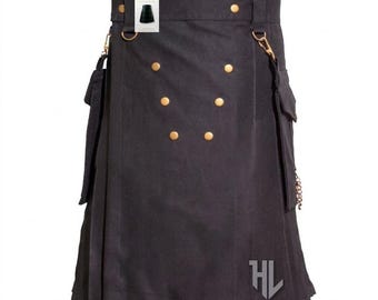 Falda escocesa moderna para hombre – Falda escocesa cargo híbrida con estilo – Falda escocesa de trabajo informal ajustable – Falda escocesa de moda escocesa (EE. UU. y Europa)