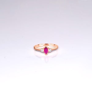 Ruby 14k Rose Gold Ring, Minimalist Engagement Ring, Personalized Gift , Anniversary Jewelry