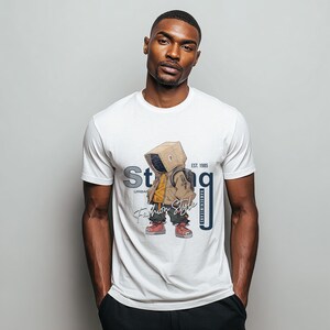 Urban Street Style-T-shirt, T-shirt met boxhead-personage, modetypografiekunstwerk