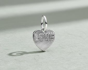 Sterling Silver Love Heart Dangle Charm