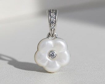 Luminous Floral Mother Of Pearl Pendant Charm