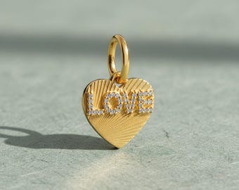 Gold Love Heart Dangle Charm