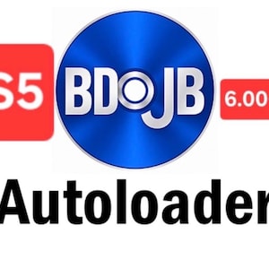 Puede incluir: Un gráfico digital que presenta un icono de disco circular azul con el texto BDOJB en el centro. A la izquierda hay un rectángulo rojo con el texto blanco PS5, y a la derecha un rectángulo rojo con el texto blanco 6.00-12.00. Debajo está Autoloader.