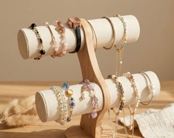 Wooden Bracelet Display Stand | Multi-Tier Watch Organizer | Jewelry Display Rack for Small Business