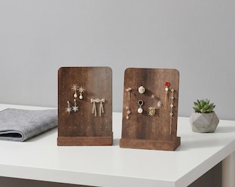 Wooden Earring Holder Stand | 72 Hole Minimalist Jewelry Organizer Board