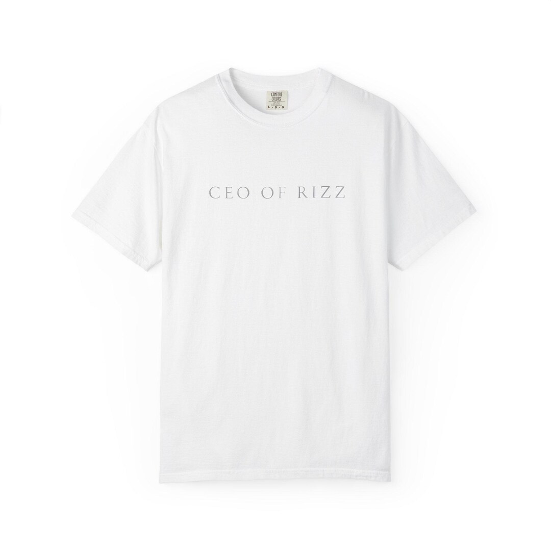 Top Rizz Logo CEO of Rizz T-shirt | Minimal Script Logo, White Casual Tee - Etsy