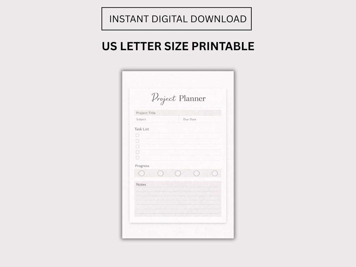 Project Planner Printable | Task List & Progress Tracker PDF | A4 A5 US ...
