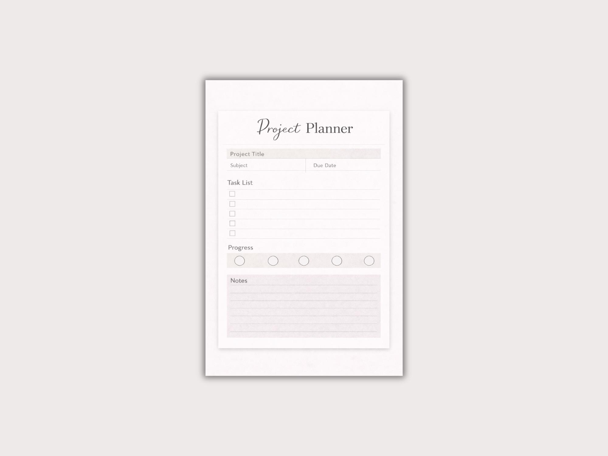 Project Planner Printable | Task List & Progress Tracker PDF | A4 A5 US ...