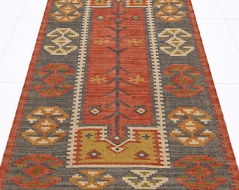 Alfombra Kilim turca vintage, alfombra tribal tejida a mano, decoración rústica de granja, alfombra de tejido plano, alfombra para sala de estar o dormitorio, alfombra étnica hecha a mano de 4x6