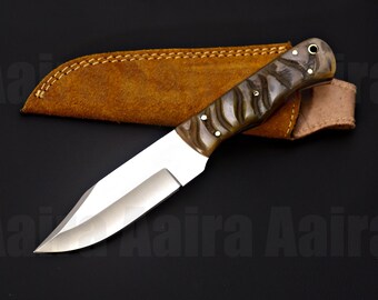 Utensile multiuso in acciaio inossidabile fatto a mano con manico in corno di montone - Accessorio rustico per esterni - Regalo da collezione fatto a mano