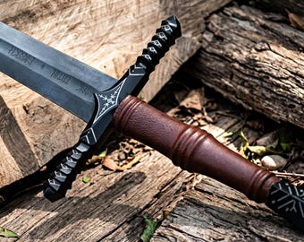 Replica di spada vichinga fantasy realizzata a mano / Accessorio per cosplay medievale, finitura in acciaio argentato, regalo per lui