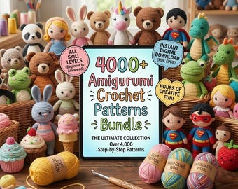 Bundel met 4000+ amigurumi-haakpatronen, pluche dieren en personages poppen, speelgoed en meer, mini-engel, enorme haakcollectie, pdf-download