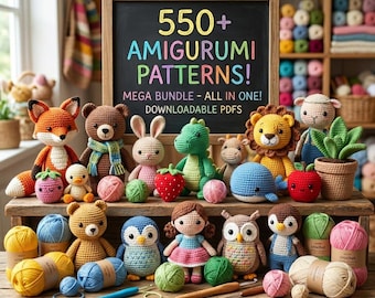 550+ Amigurumi Crochet Patterns Bundle, Plush Animals & Characters Dolls, Toys And More, Mini Angel, Huge Crochet Collection, PDF Download