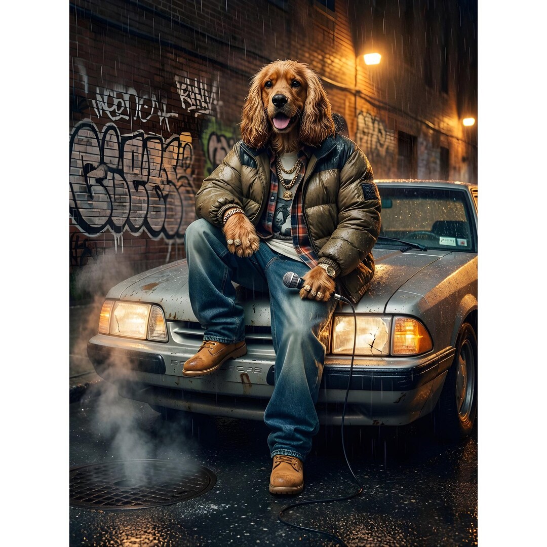 Personalized Rap Dog Portrait | Original Dog Gift | Custom Digital ...