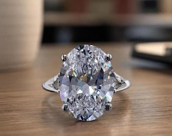 Bague de fiançailles en diamant naturel ovale de 5,00 carats, or blanc massif 18 carats, pureté VS1
