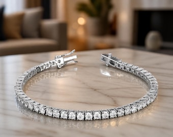 Bracelet tennis diamant 7,00 ct | Or blanc massif 14 carats / 18 carats, naturel, cultivé en laboratoire, moissanite