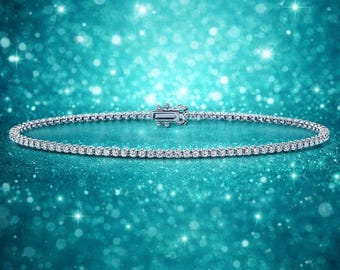 Bracelet diamant de luxe de 6,00 cts en or blanc massif 14 carats/18 carats | Naturel, cultivé en laboratoire et moissanite