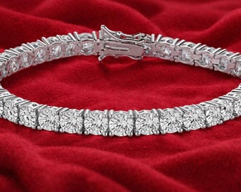 10.00 Ct Diamond Bracelet | 14K / 18K White Gold, Natural, Lab Grown, Moissanite Anniversary Gift