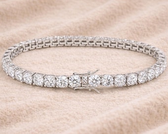 8.00 Ct Diamond Tennis Bracelet | 14K / 18K Solid White Gold, Natural, Lab Grown, Moissanite
