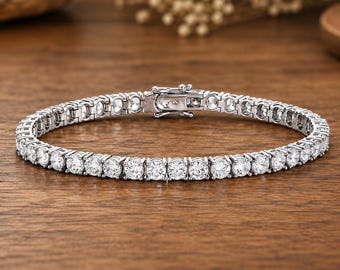 Bracelet d'anniversaire tennis avec diamants naturels de 8,00 carats, or blanc massif 14 carats/18 carats