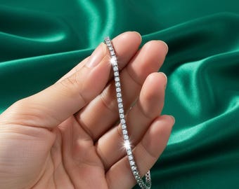 Bracelet diamant 6,00 ct | Cadeau de fiançailles en or blanc 14 carats / 18 carats, naturel, cultivé en laboratoire, moissanite