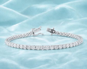 Bracelet anniversaire diamants de 7,00 cts | Or blanc massif 14 carats / 18 carats, naturel, cultivé en laboratoire, moissanite