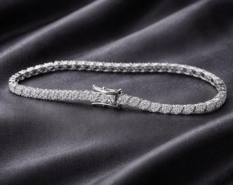 Bracelet tennis en or blanc massif de 8,00 ct et diamants pour femme | Naturel, cultivé en laboratoire et moissanite