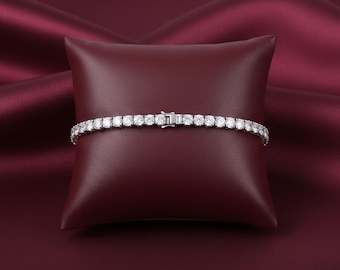 Bracelet diamant naturel 6,00 ct | Or blanc massif 14 carats / 18 carats, naturel, cultivé en laboratoire, moissanite