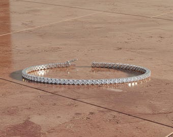 Bracelet diamant 6,00 carats | Or blanc massif 14 carats / 18 carats, naturel, cultivé en laboratoire et moissanite