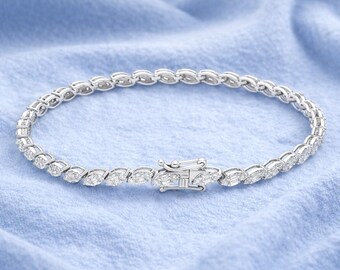 Bracelet diamant de 7,00 ct | Cadeau d'anniversaire en or blanc 14 carats / 18 carats, naturel, cultivé en laboratoire