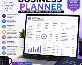 All-in-One Business Planner Notion Template, Small Business Planner, CRM, Revenue Tracker, Expense Tracker