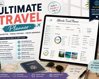 Ultimate Travel Planner Notion Template, Trip Organizer, Vacation Planner, Itinerary, Budget Tracker, Packing List, Travel Dashboard