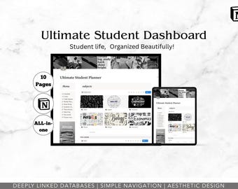 Notion Student Planner | Ultimate Academic Planner, Study Dashboard, Class Schedule, Exam & Assignment Tracker
