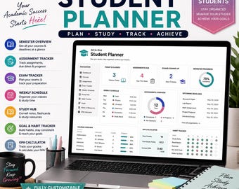 All-in-One Student Planner Notion Template, College Planner, Assignment Tracker, GPA Calculator, Study Planner